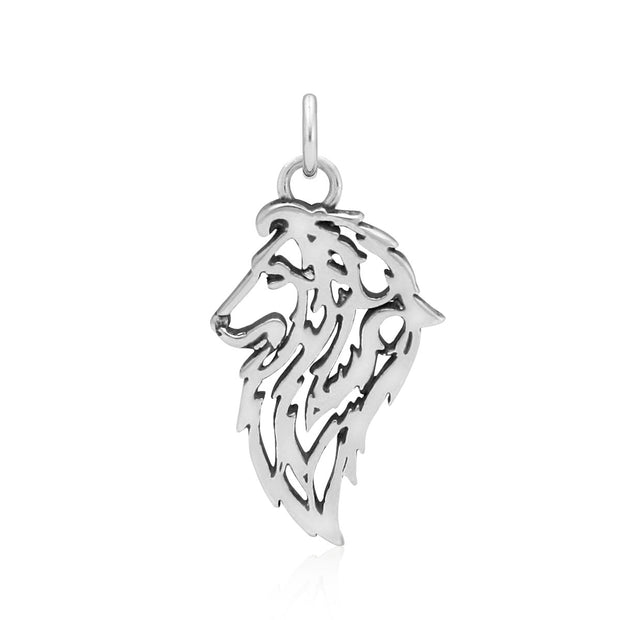 Shetland Sheepdog Pendant Head Design in Sterling Silver.