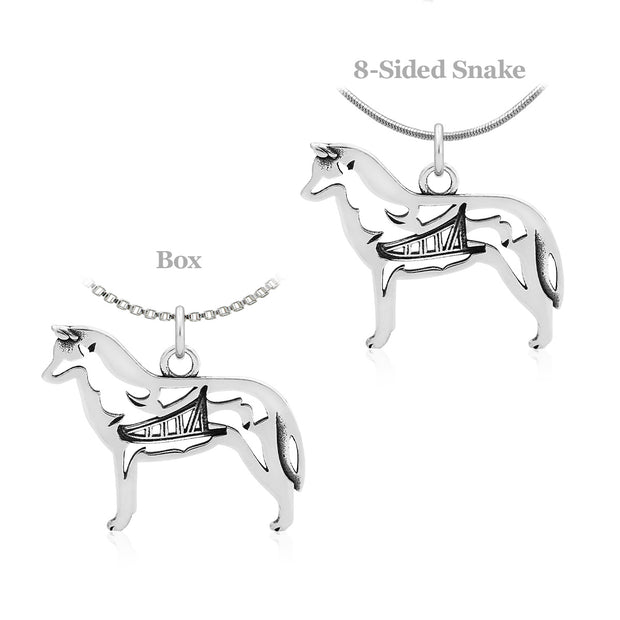 Sterling Silver Siberian Husky Necklace Jewelry