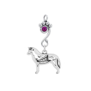 Siberian Husky Necklace Body Design with Amethyst Crystal in Sterling Silver.