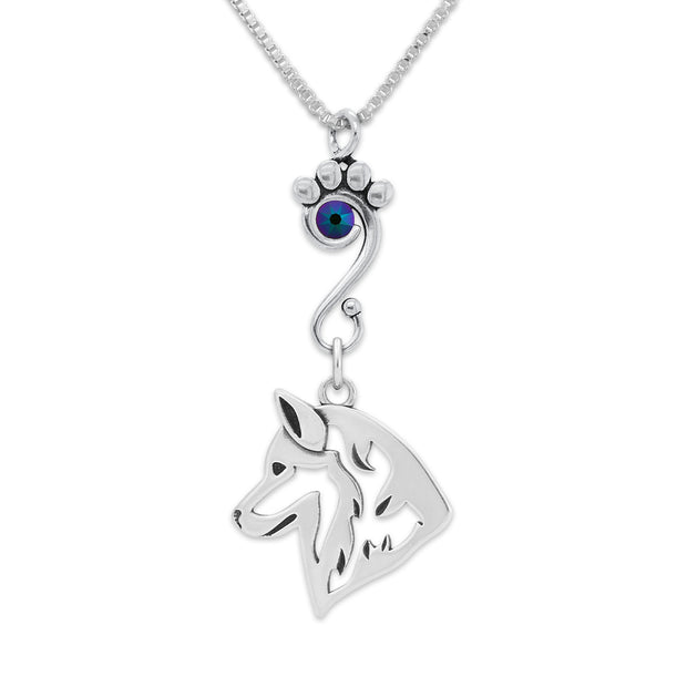 Crystal Siberian Husky Necklace, Head