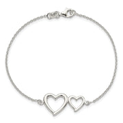Double Heart Sterling Silver Bracelet
