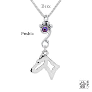 Crystal Smooth Fox Terrier Necklace, Head