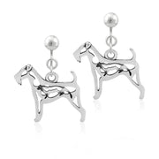 Airedale Terrier Clip-On Earrings Body Design with Otter in Sterling Silver.