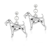Airedale Terrier Earrings Body Design with Otter in Sterling Silver in Dangle Post.