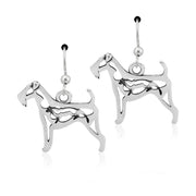 Airedale Terrier Earrings Body Design with Otter in Sterling Silver in French Hook.