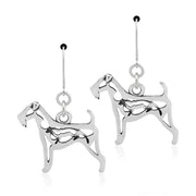Airedale Terrier Earrings Body Design with Otter in Sterling Silver in Leverback.