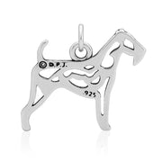 Airedale Terrier Pendant Body Design with Otter in Sterling Silver Back Side View.