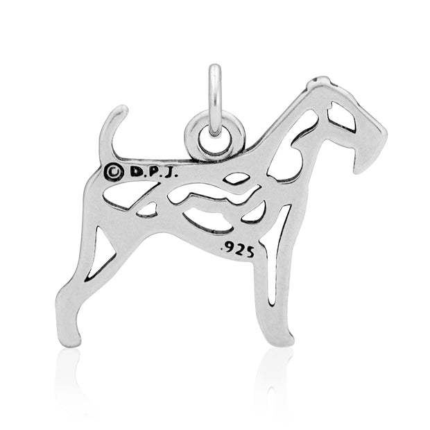 Airedale Terrier Pendant Body Design with Otter in Sterling Silver Back Side View.
