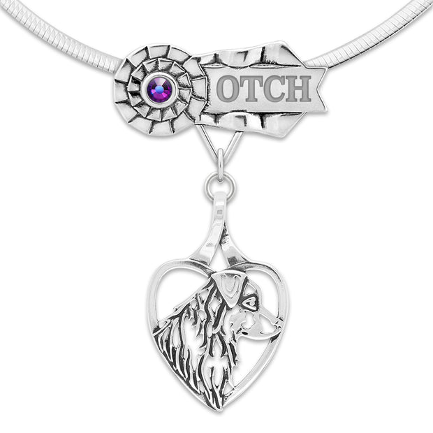 Custom Best In Show Australian Shepherd Necklace, OTCH Ribbon Jewelry