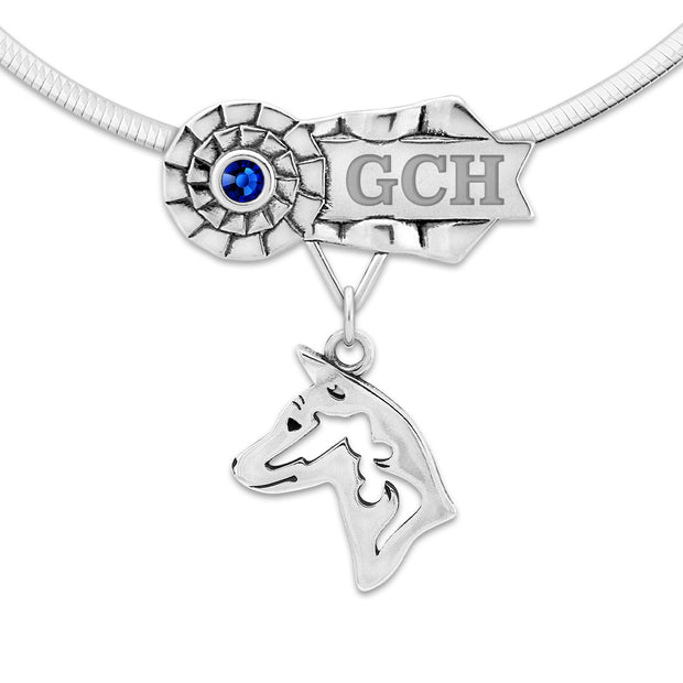 Personalized Best In Show Basenji Necklace, GCH Rosette Jewelry