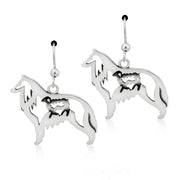 Belgian Sheepdog Earrings Body Design with Sheep in Sterling Silver in French Hook.