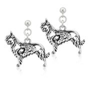 Berger Picard Earrings Body Design with Sheep in Sterling Silver in Dangle Post.