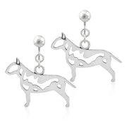 Bull Terrier Clip-On Earrings Body Design in Sterling Silver.