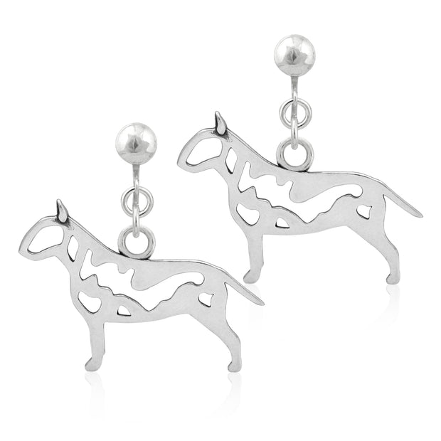 Bull Terrier Clip-On Earrings Body Design in Sterling Silver.