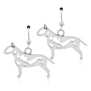 Bull Terrier Earrings Body Design in Sterling Silver in French Hook.
