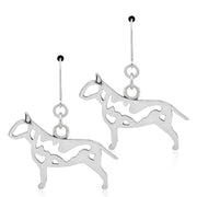 Bull Terrier Earrings Body Design in Sterling Silver in Leverback.