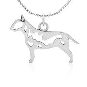 Bull Terrier Necklace Body Design in Sterling Silver on Box Chain.