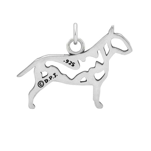 Bull Terrier Pendant Body Design in Sterling Silver Back Side View.