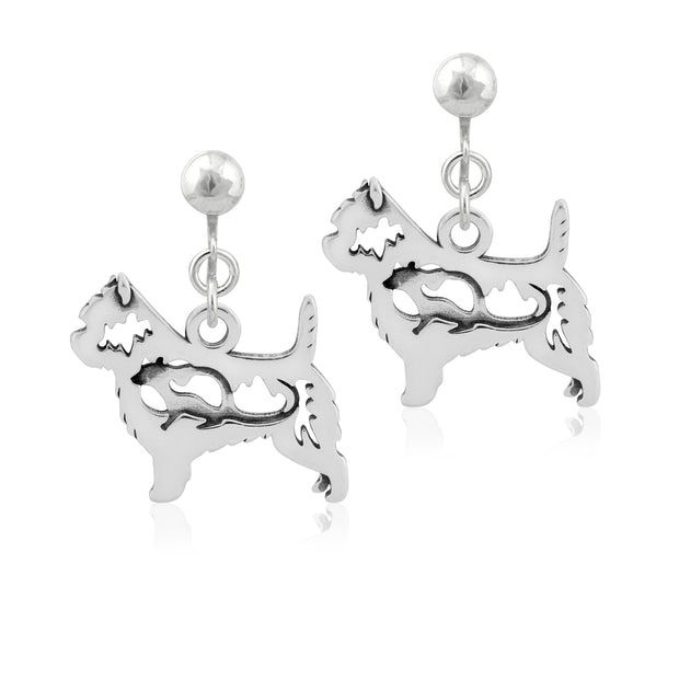 Cairn Terrier Clip-On Earrings Body Design with Rat in Sterling Silver.