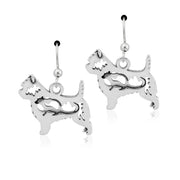 Cairn Terrier Earrings Body Design with Rat in Sterling Silver in French Hook.