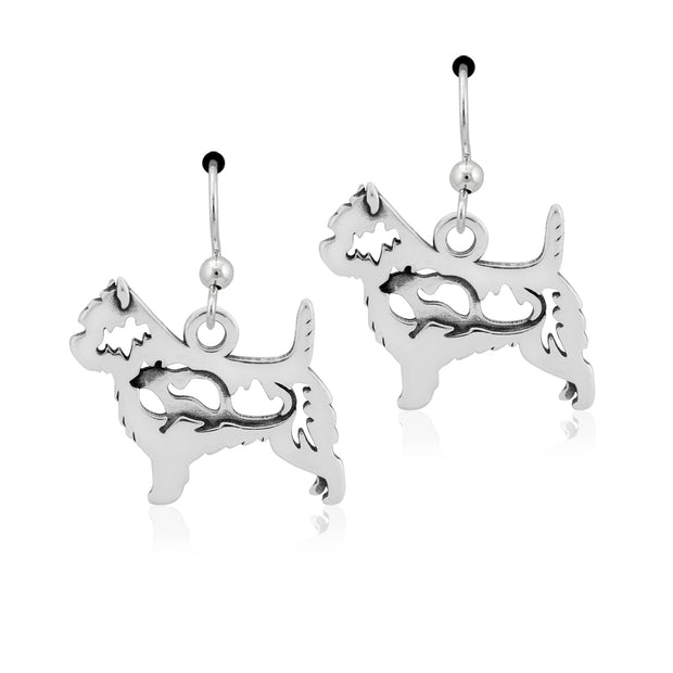 Cairn Terrier Earrings Body Design with Rat in Sterling Silver in French Hook.