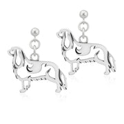 Cavalier King Charles Spaniel Earrings Body Design in Sterling Silver in Dangle Post.