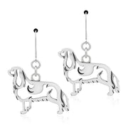 Cavalier King Charles Spaniel Earrings Body Design in Sterling Silver in Leverback.