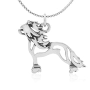 Chinese Crested Necklace Body Design in Sterling Silver on Box Chain.