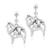 Chow Chow Clip-On Earrings Body Design in Sterling Silver.