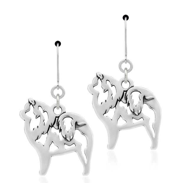 Chow Chow Earrings Body Design in Sterling Silver in Leverback.