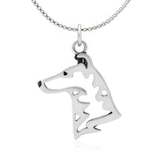 Smooth Collie Necklace Head Design in Sterling Silver on Box Chain.