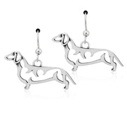 Dachshund Earrings Body Design in Sterling Silver in French Hook.