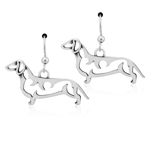 Dachshund Earrings Body Design in Sterling Silver in French Hook.
