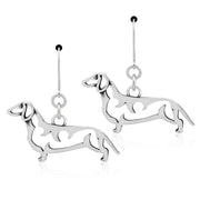 Dachshund Earrings Body Design in Sterling Silver in Leverback.