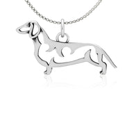 Dachshund Necklace Body Design in Sterling Silver on Box Chain.