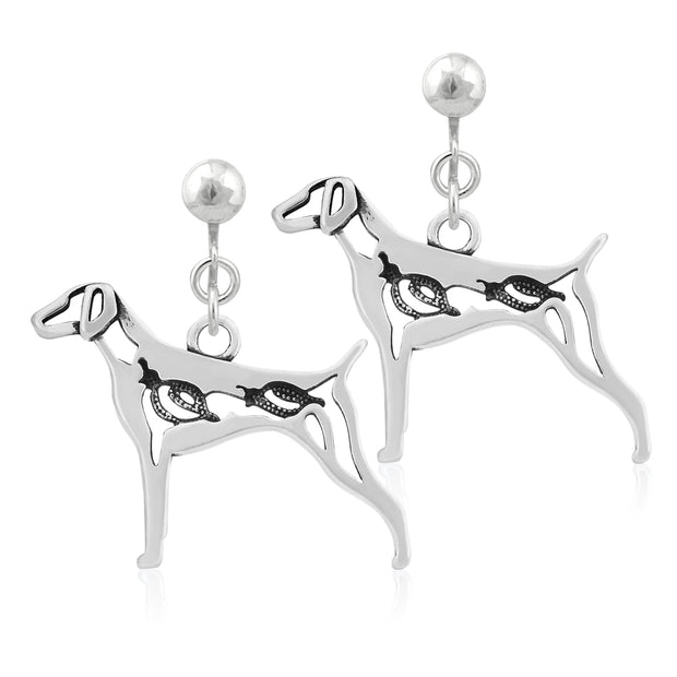 German Shorthaired Pointer Clip-On Earrings Body Design in Sterling Silver.