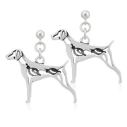 German Shorthaired Pointer Earrings Body Design in Sterling Silver in Dangle Post.