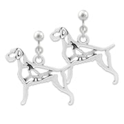 German Wirehaired Pointer Clip-On Earrings Body Design with Quail in Sterling Silver.