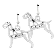 German Wirehaired Pointer Earrings Body Design with Quail in Sterling Silver in French Hook.