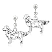 Golden Retriever Clip-On Earrings Body Design in Sterling Silver.