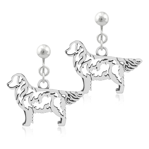 Golden Retriever Clip-On Earrings Body Design in Sterling Silver.