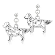 Golden Retriever Earrings Body Design in Sterling Silver in Dangle Post.