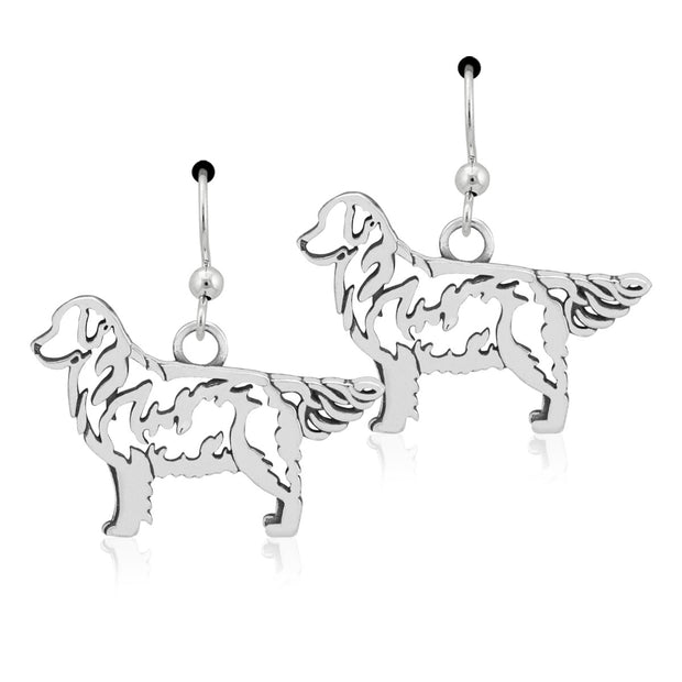Golden Retriever Earrings Body Design in Sterling Silver in French Hook.
