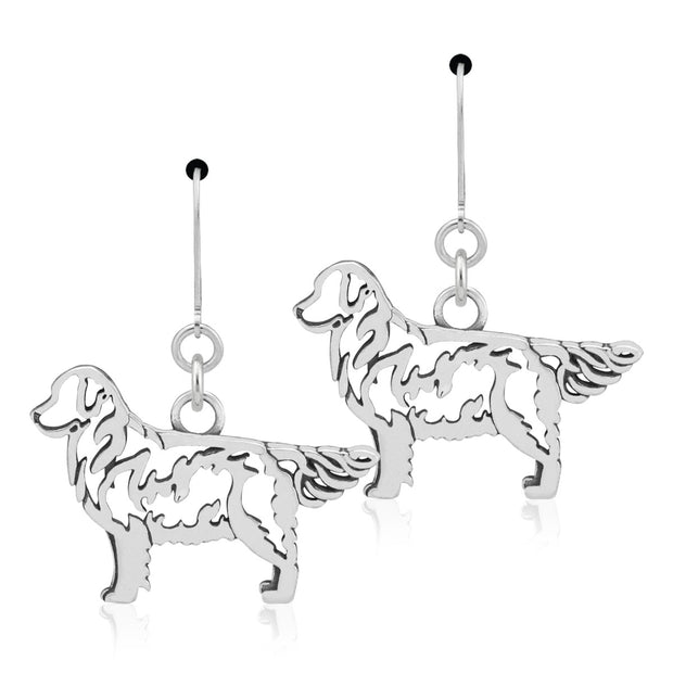 Golden Retriever Earrings Body Design in Sterling Silver in Leverback.