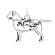 Labrador Retriever Pendant Body Design with Ducks in Sterling Silver.