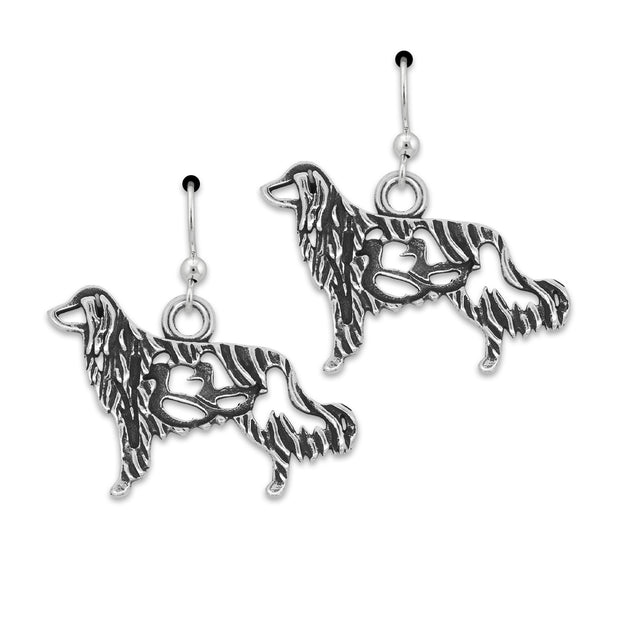 Nederlandse Kooikerhondje Earrings Body Design with Ducks in Sterling Silver in French Hook.