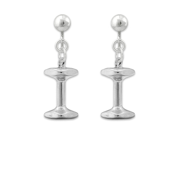 Dumbbell Earrings In Sterling Silver