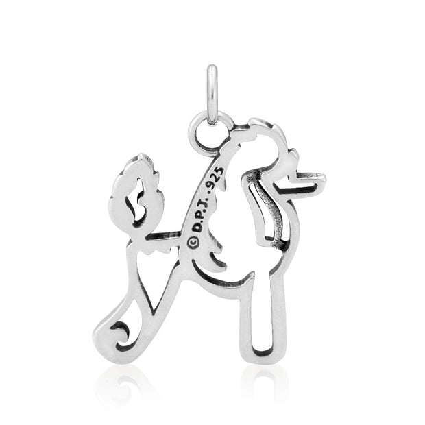 Poodle Pendant Body Design in Sterling Silver Back Side View.