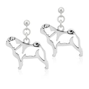 Pug Earrings Body Design in Sterling Silver in Dangle Post.