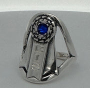 Long Rosette Ribbon ring with crystal stone for center